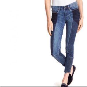 Blanknyc Crop reade Patchwork skinny Jeans size 27 mid rise boho hippie 2 tone
